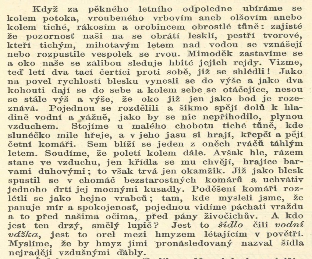 Šídla a vážky země České Augistin Krejčí Vesmír 1890 - předmluva